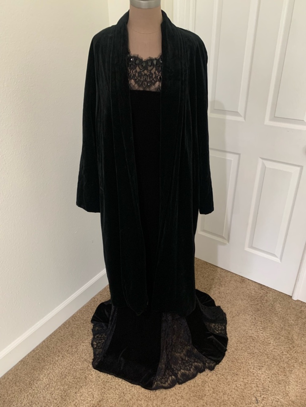 JS Collections Black Velvet - Opera Coat